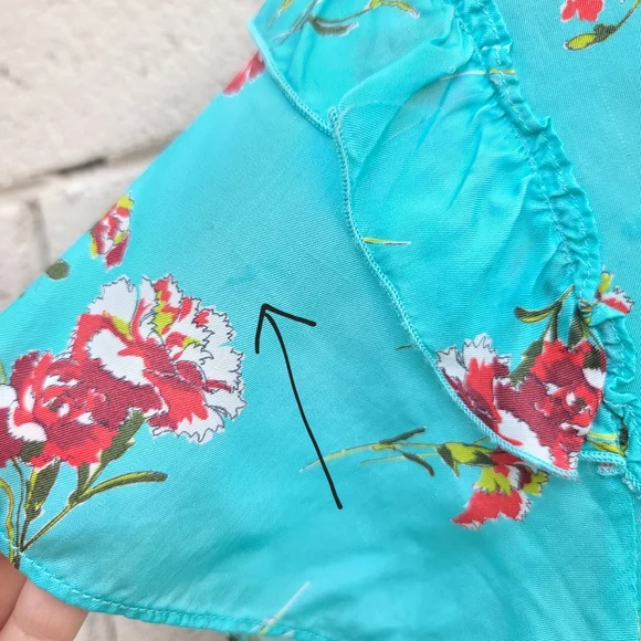 R13Deconstructed Babydoll Mini Dress in Light Blue Floral Size Medium